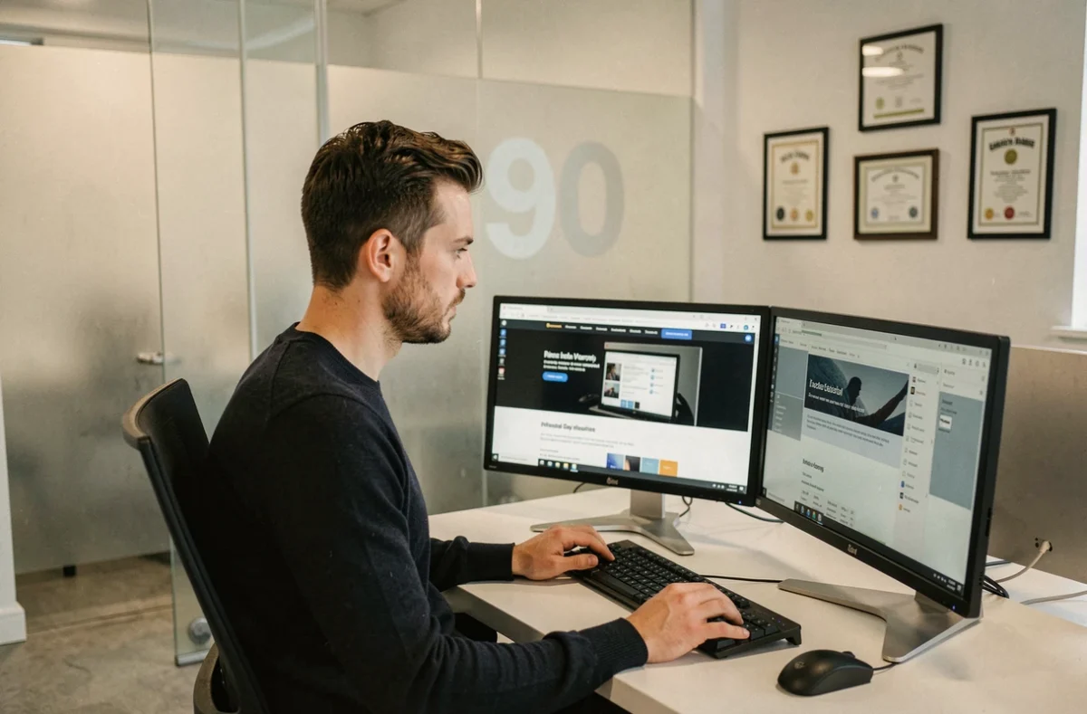Développeur web de l'Agence 90 travaillant sur un projet de conception de site internet