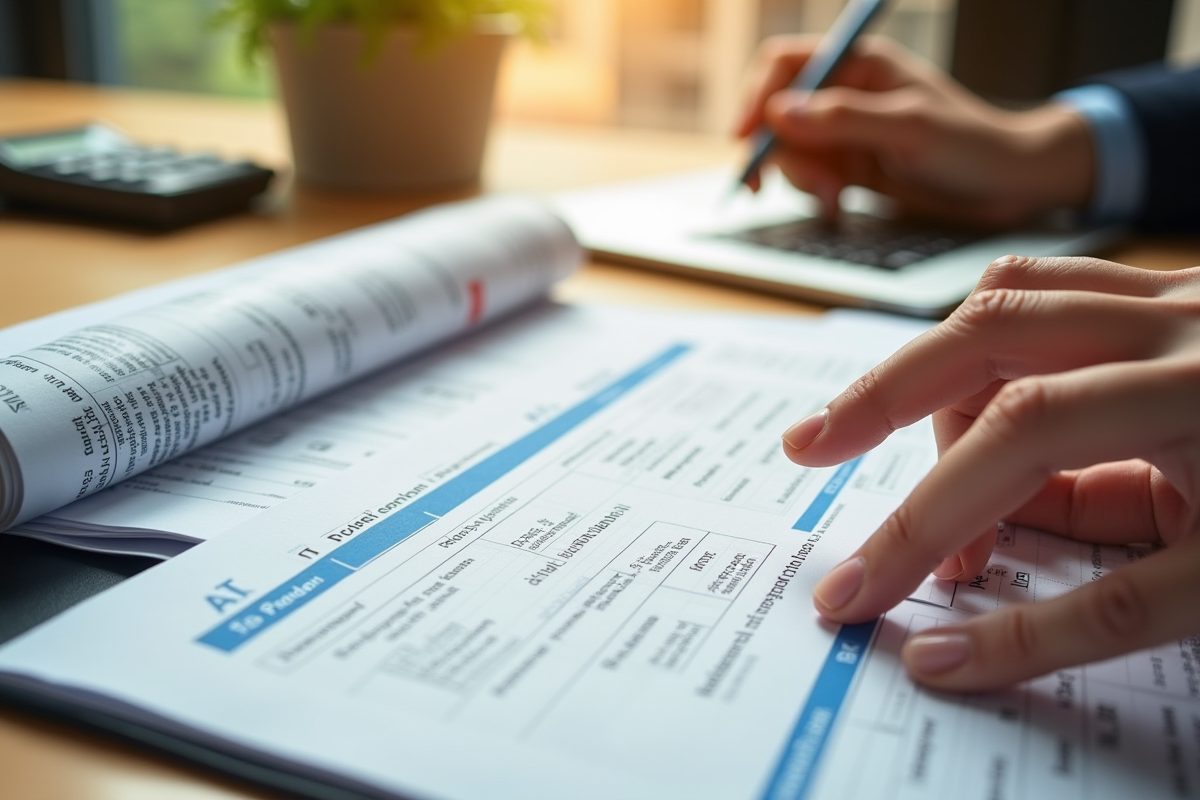 Dossier fiscal français avec documents et calculatrice sur bureau