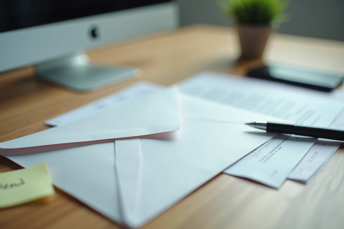 Enveloppe anonyme scellée posée sur un bureau à côté de documents administratifs et d'un stylo, illustrant l'envoi confidentiel d'une dénonciation à l'URSSAF