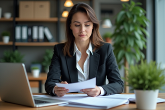 Femme d affaires en réunion dans un bureau moderne