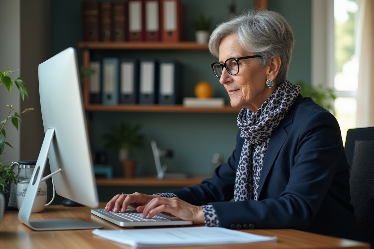 Femme ressources humaines travaillant sur son ordinateur dans un bureau