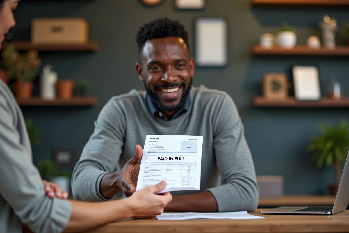 Homme daffaires remettant une facture a un client