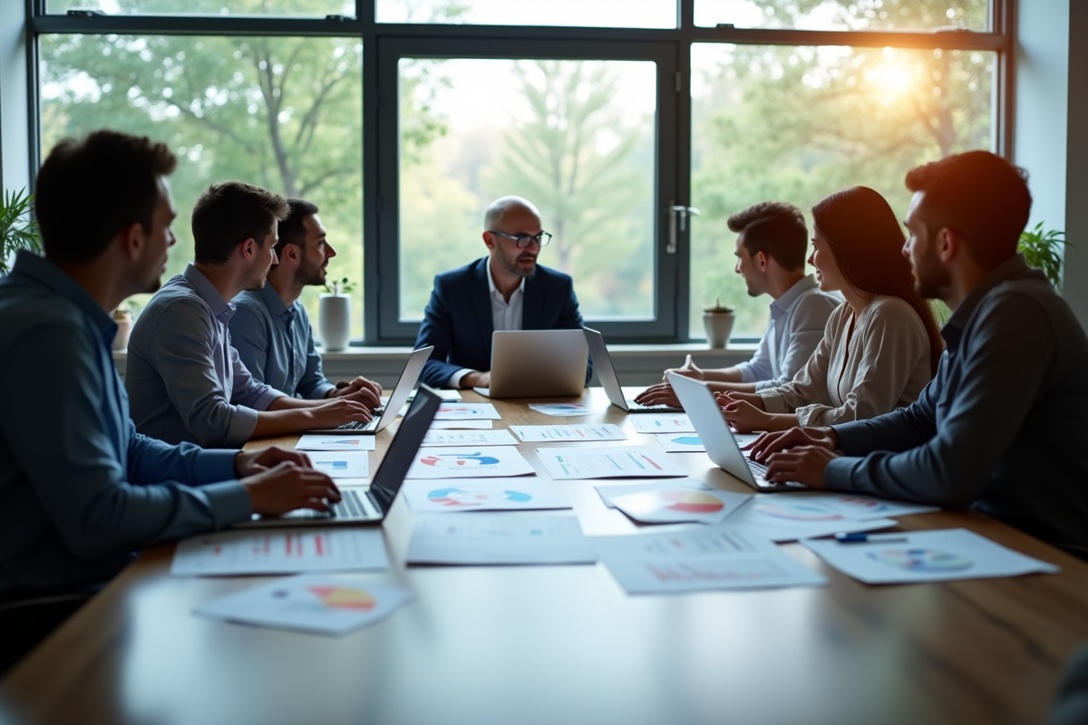 Groupe de travail discutant autour d