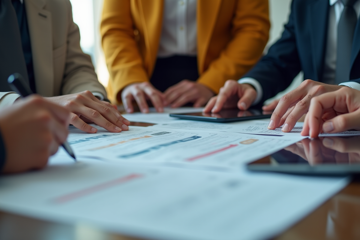 Groupe de professionnels examinant des CV autour d