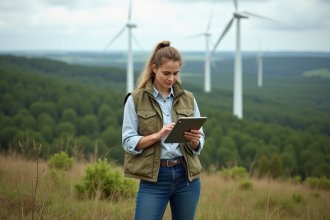 Scientiste environnementale en extérieur devant la forêt