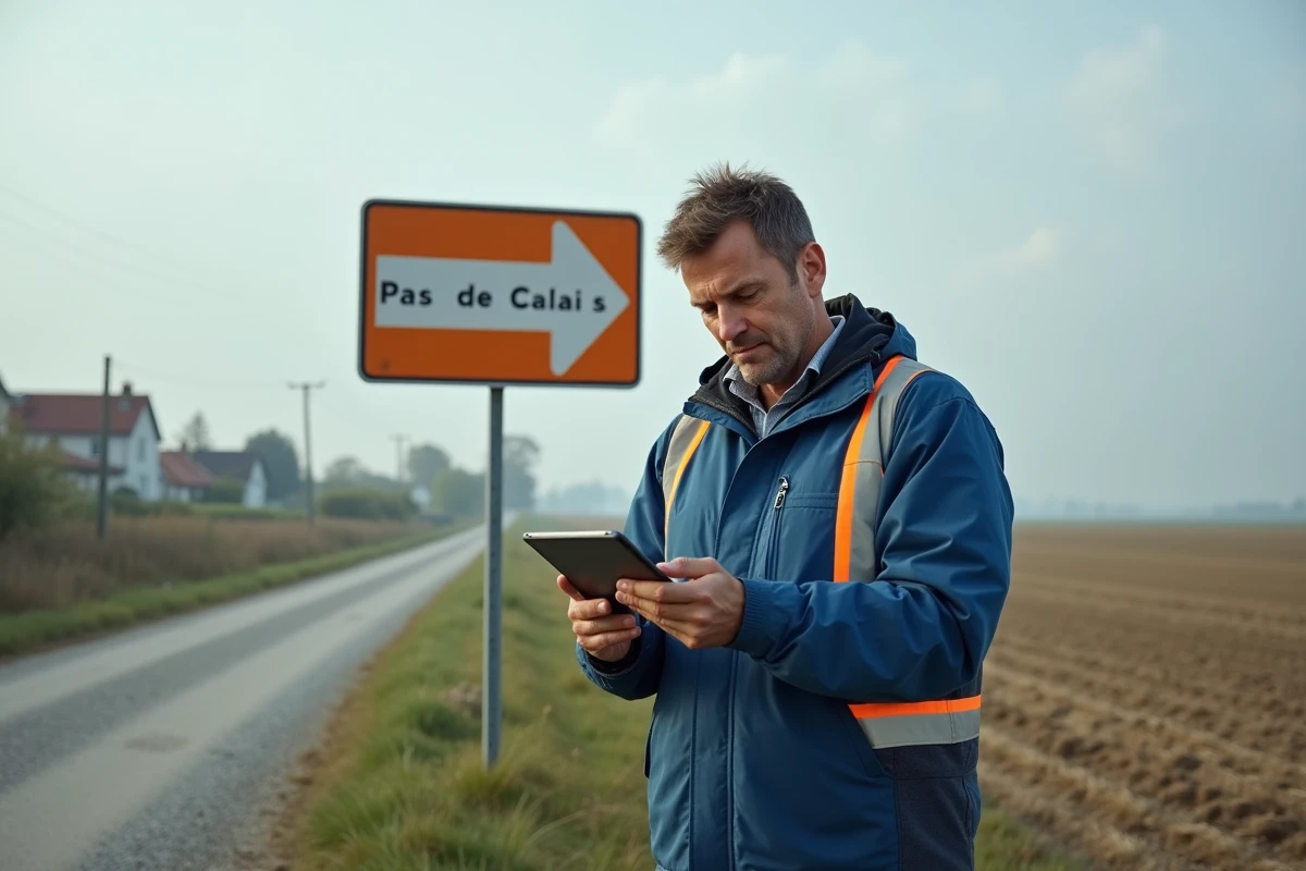 Technicien en extérieur vérifiant des données près d'un panneau