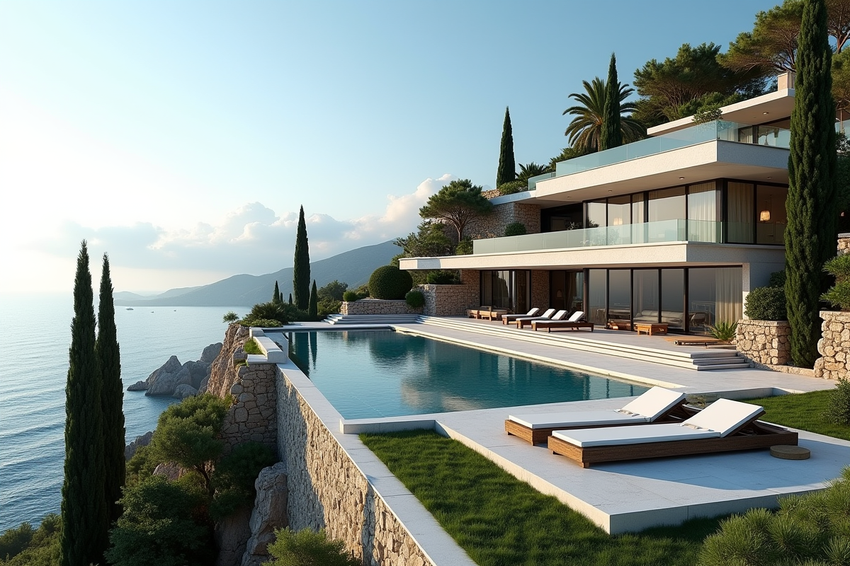 Villa méditerranéenne de luxe sur une falaise en Espagne